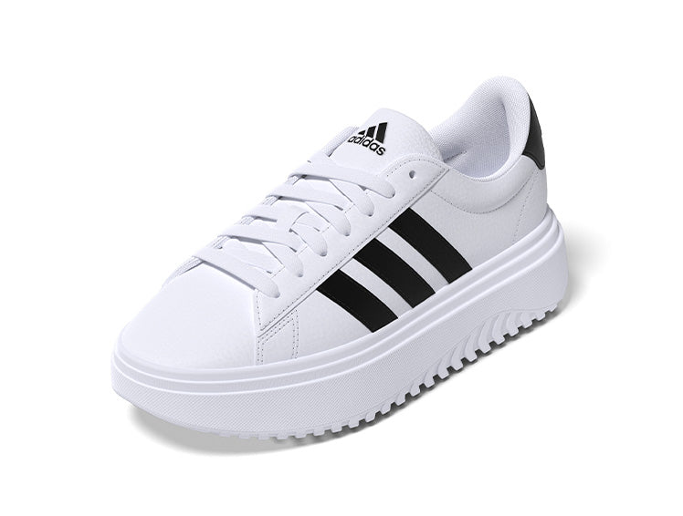 Zapatilla Adidas Grand Court Plataforma Cuero Mujer Blanco