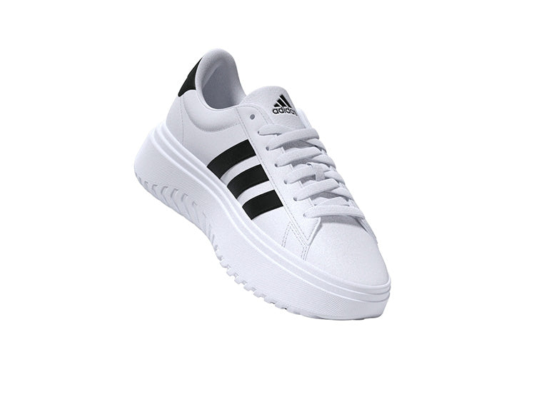 Zapatilla Adidas Grand Court Plataforma Cuero Mujer Blanco
