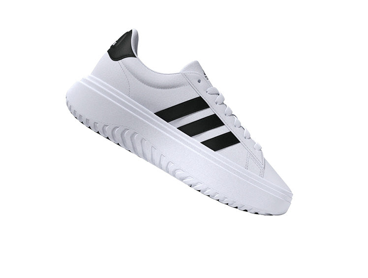 Zapatilla Adidas Grand Court Plataforma Cuero Mujer Blanco