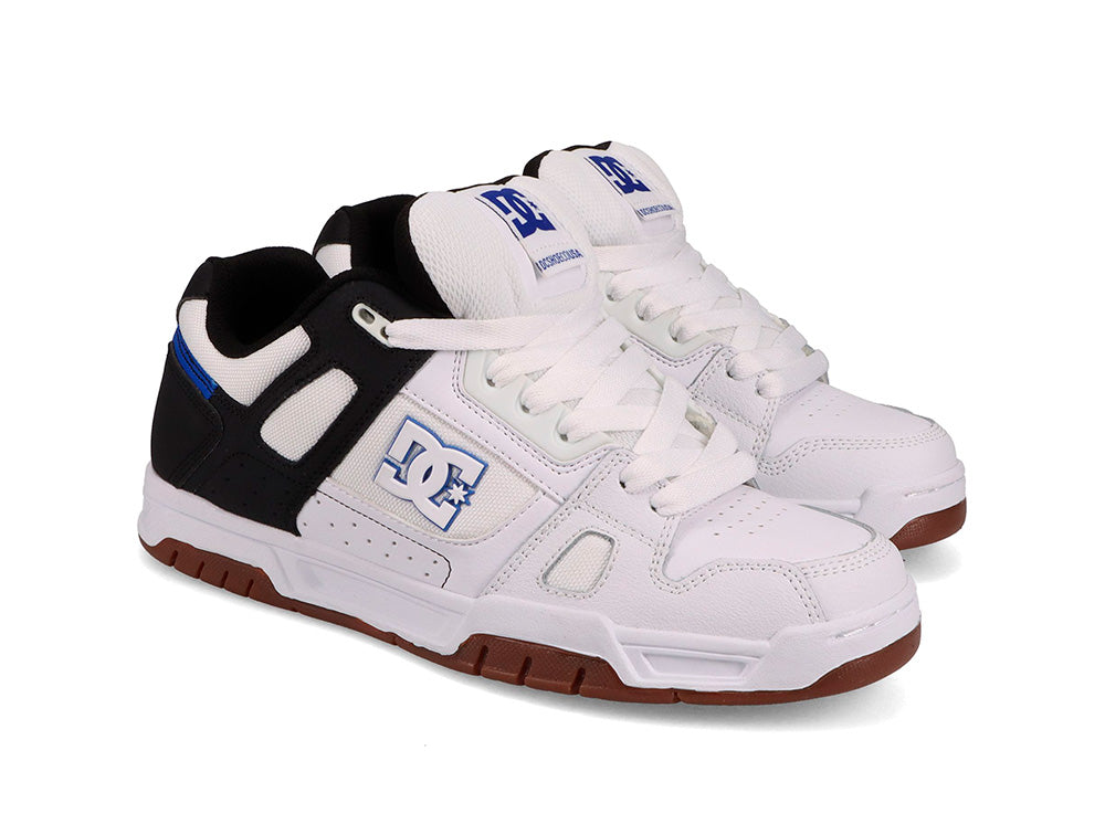 Zapatilla Dc Stag Hombre Blanco Negro Suela Blanco Gum