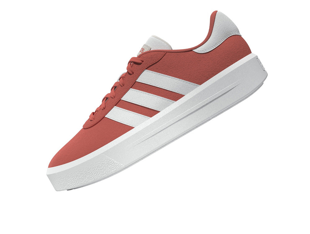 Zapatilla Adidas Court Plataforma Suede Mujer Coral - Blanco