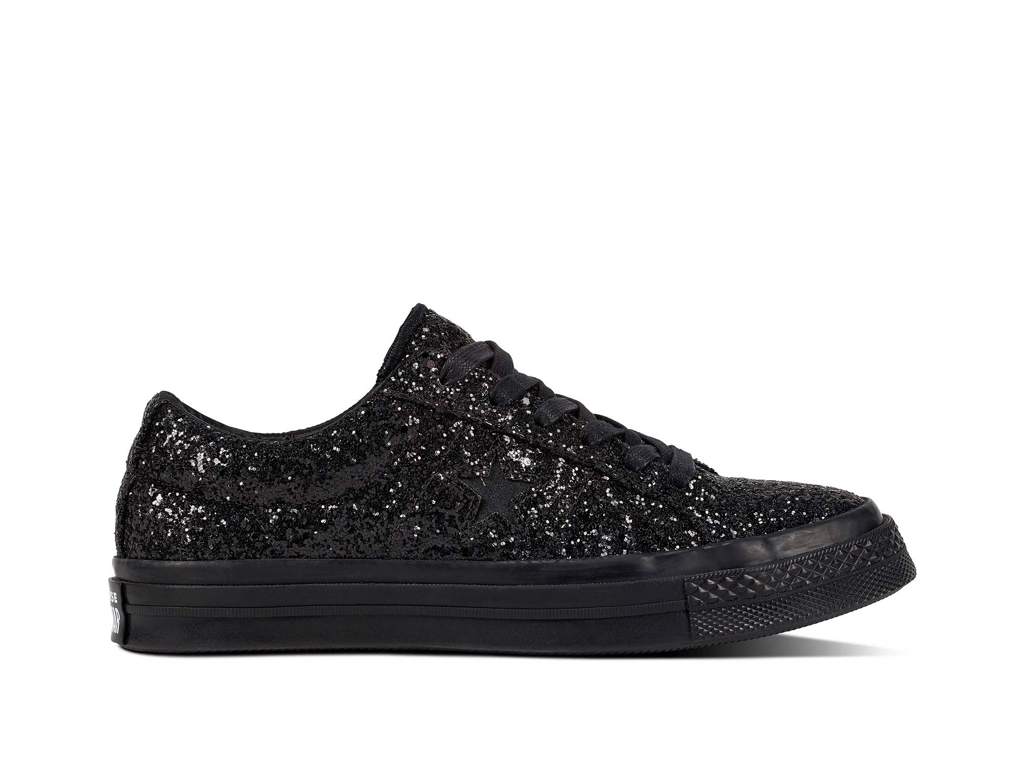 Zapatilla Converse One Star Glitter Mujer Negro Real Kicks