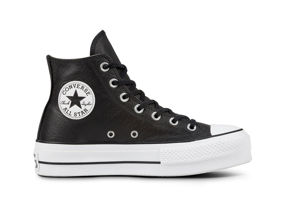 Zapatilla Converse Chuck Taylor Plataforma Cuero Hi Mujer Negro