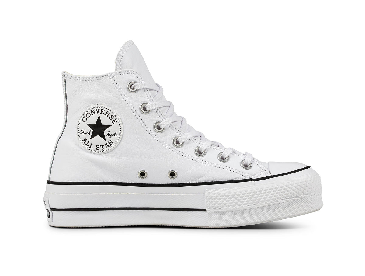 Zapatilla Converse Chuck Taylor Plataforma Cuero Hi Mujer Blanco