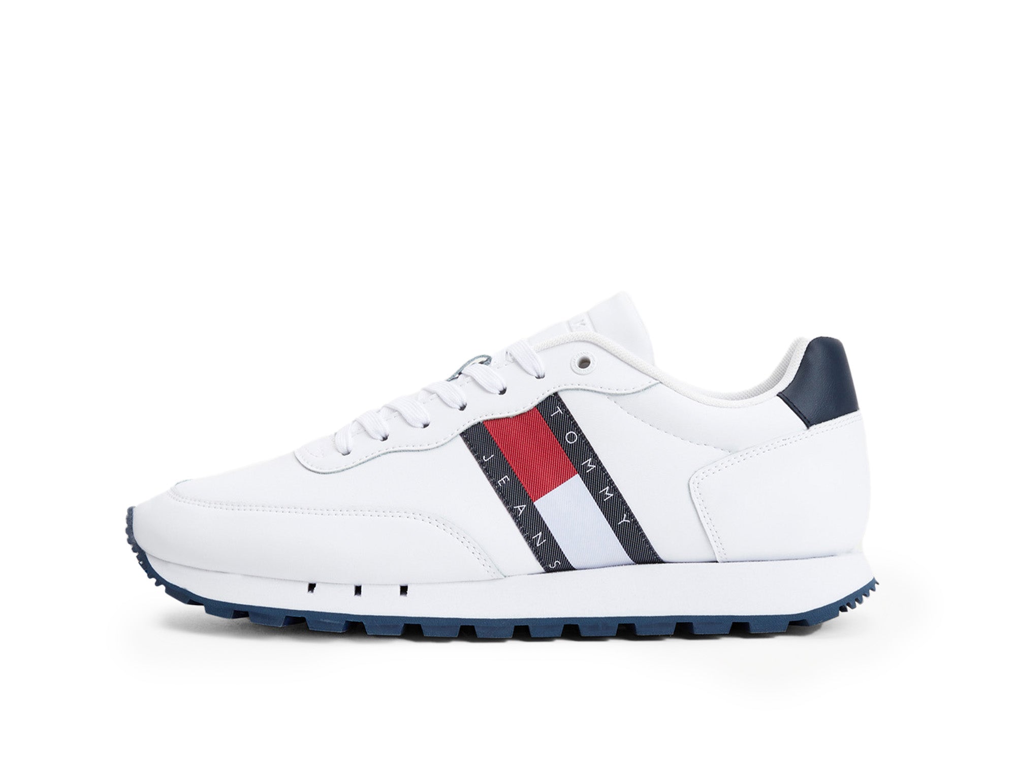 Zapatilla Tommy Leather Runner Hombre Blanco - Real Kicks