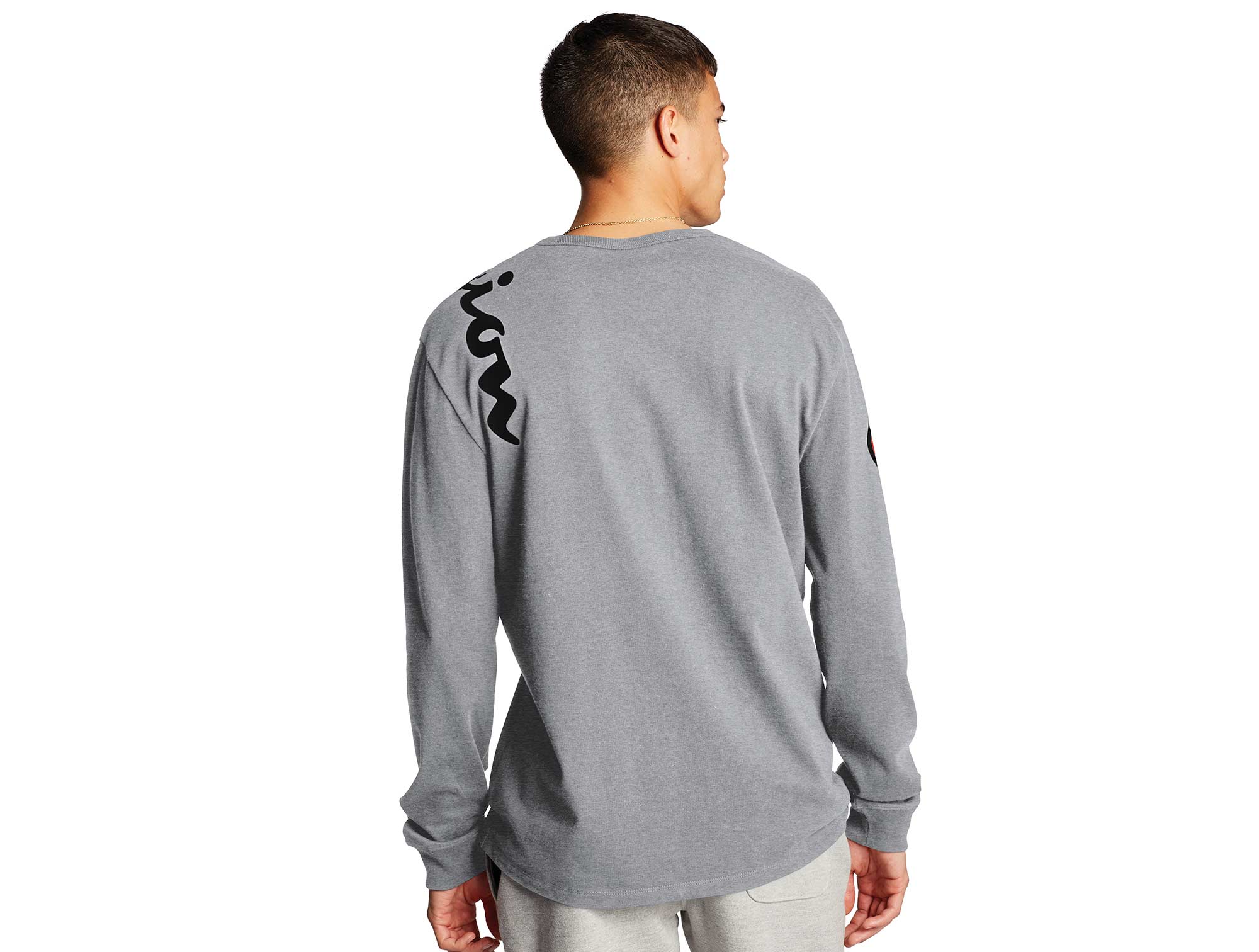 Polera Champion Sleeve Heritage Hombre Gris Real Kicks